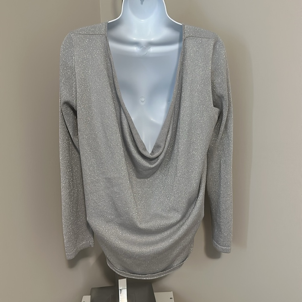 Silver Metallic Top with Low Cut Back